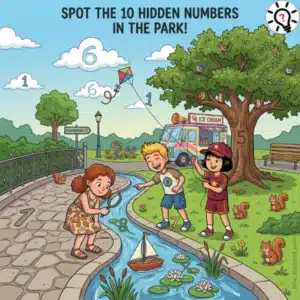 Fun Brain Teaser: Spot the 10 Hidden Numbers in the Park! - Puzz683 Fun Brain Teaser: Spot the 10 Hidden Numbers in the Park!