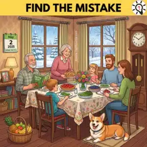 Logic Puzzle Challenge: Find the Hidden Mistake in This Dinner Scene - Puzz706 Logic Puzzle Challenge: Find the Hidden Mistake in This Dinner Scene