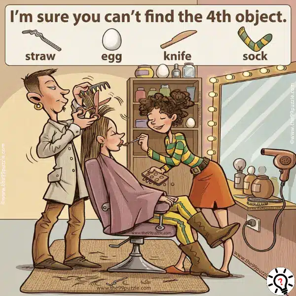 Hidden Object Brain Teaser: Find the Straw, Egg, Knife, and Sock Hidden Object Brain Teaser: Find the Straw, Egg, Knife, and Sock – Puzz708