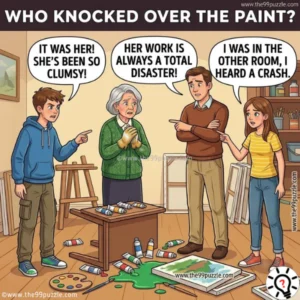 Fun Detective Brain Teaser: Who Knocked Over the Paint? - Puzz727 Fun Detective Brain Teaser: Who Knocked Over the Paint?