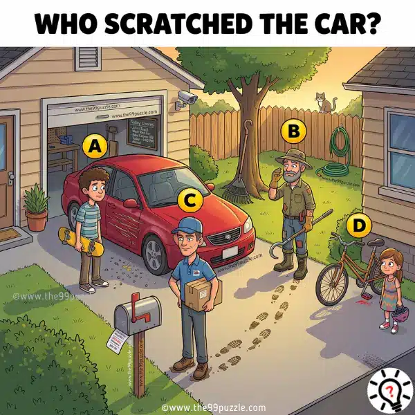 Fun Detective Brain Teaser: Who Scratched the Car? Fun Detective Brain Teaser: Who Scratched the Car? – Puzz729