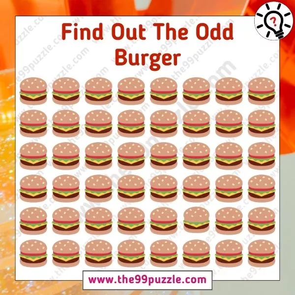 Optical Illusion Puzzle Find Out The Odd Burger In 8 Sec The 99 Puzzle