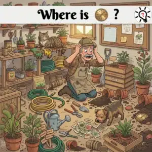 Hidden Object Brain Teaser: Find the Missing Dial in the Greenhouse- Puzz704