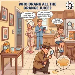 Logical Brain Teaser: Who Drank All the Orange Juice? – Puzz728