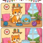 Challenge Your Eyes: Find the 6 Differences with the Cat and Fish – Puzz754